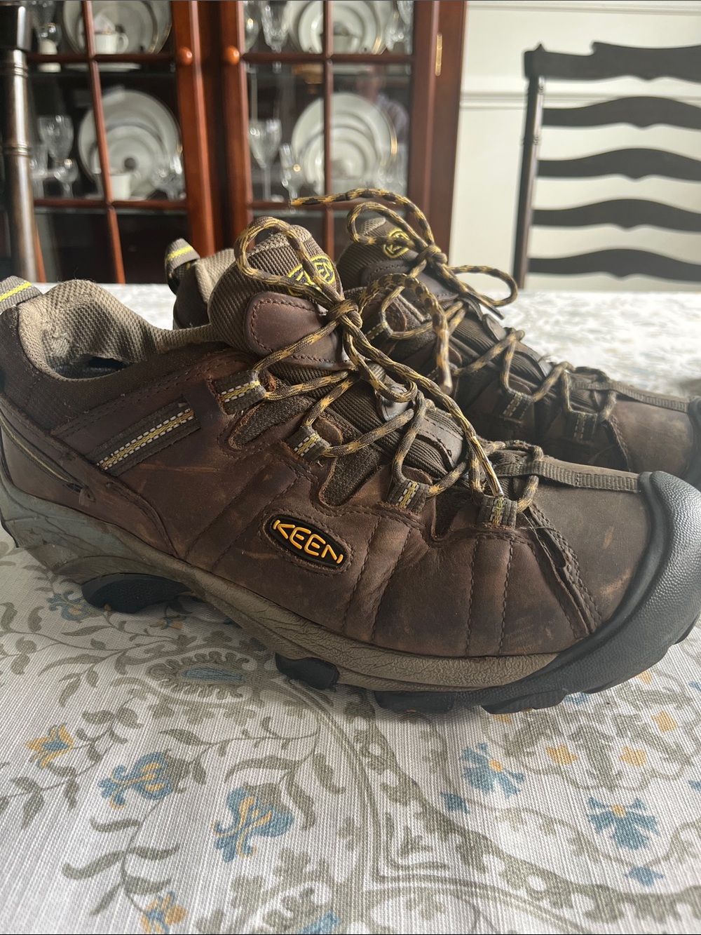 KEEN Brown and Yellow Men's Low-Cut Hiking Shoe